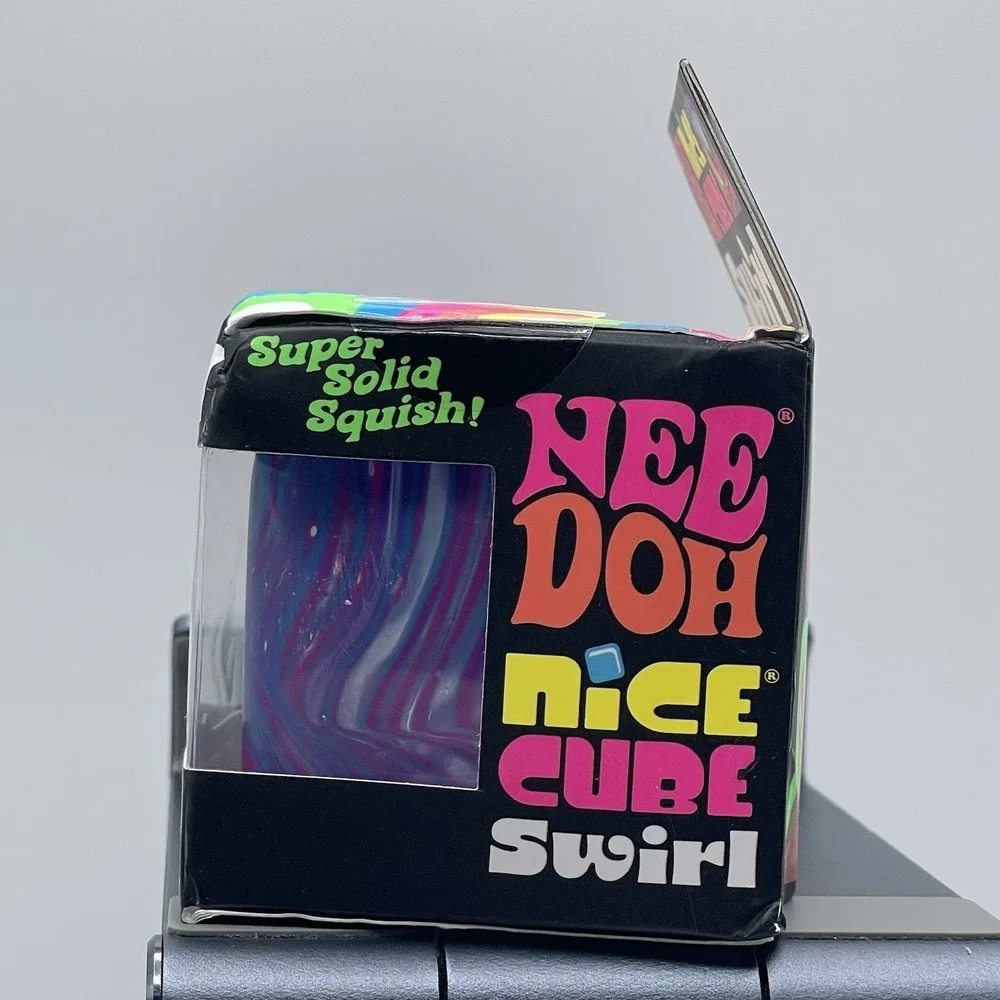 Needoh Nice Cube Swirl x1 Fidget Toy Sensory Purple Blue Super Solid Squish A1